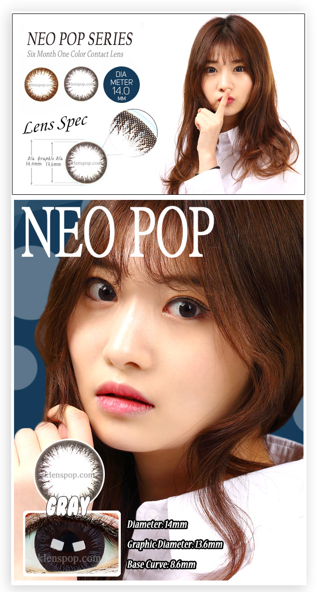 Description Imges of Neo Vision NeoPop Gray colored contact lenses
